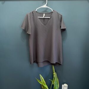 Zenana Outfitters Gray V-Neck T-Shirt